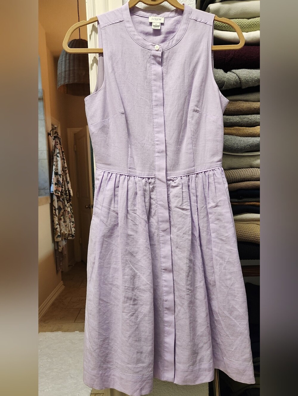 JCrew Lavender Cotton Linen Dress Size 00 - Picture 4 of 8